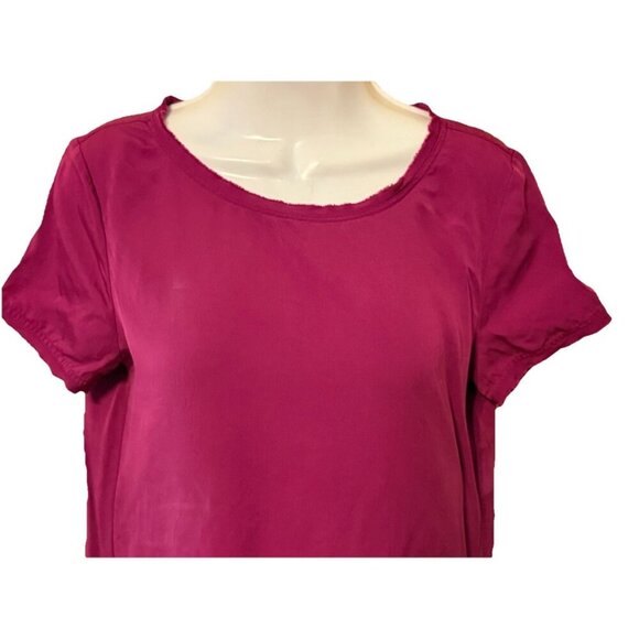 Theory Blouse Womens Purple Silk Short Sleeve Top Career Classic - Picture 3 of 4